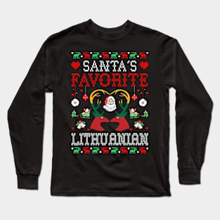 Santa Favorite Lithuanian Ugly Long Sleeve T-Shirt